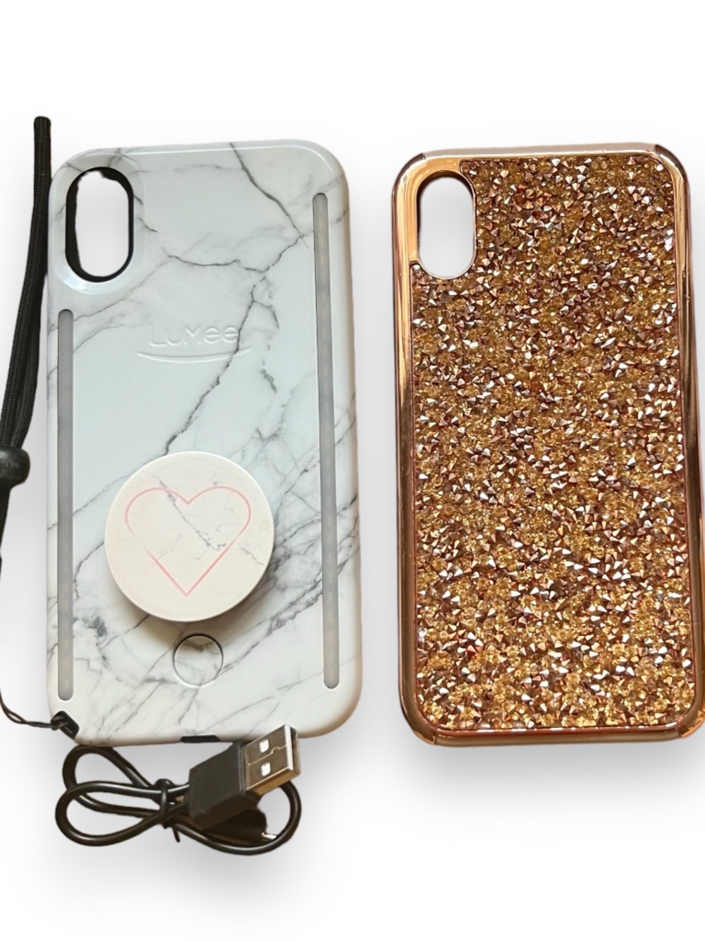 2 iPhone X Cases Bundle LuMee Duo & Rose Gold Phone Cases